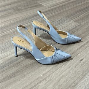 Blue Grey Slingback Heels